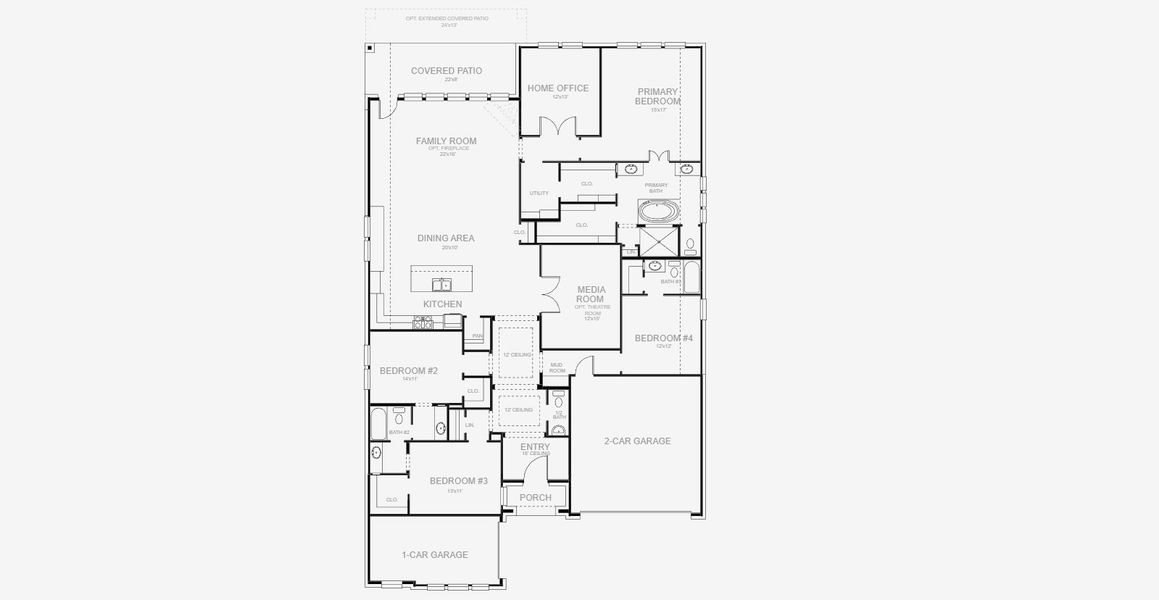 2D floor plan layout for the 2850W by Perry Homes in Katy Court 65', Katy, TX (Image 3). 2D floor plan layout for the 2850W by Perry Homes in Katy Court 65', Katy, TX (Image 3).