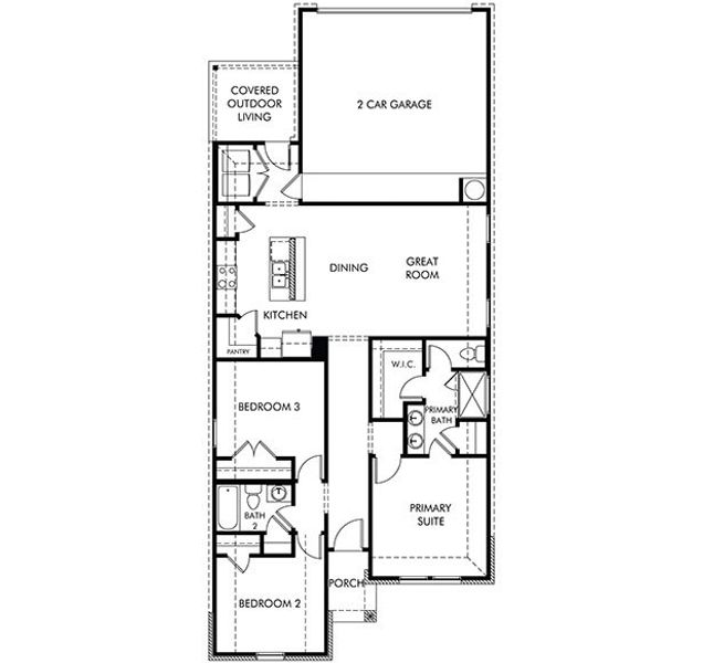 2D floor plan layout for the The Carson (720) by Meritage Homes in Colony at Cole Springs - Arbor Collection, Buda, TX (Image 3). 2D floor plan layout for the The Carson (720) by Meritage Homes in Colony at Cole Springs - Arbor Collection, Buda, TX (Image 3).