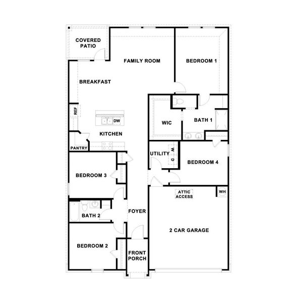 2D floor plan layout of this home in Bar W Ranch, Leander, TX (Image 3).