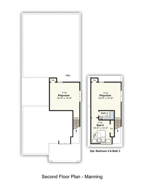 2D floor plan layout for the Manning by Grant & Co in Lockwood, Collierville, TN (Image 4).
