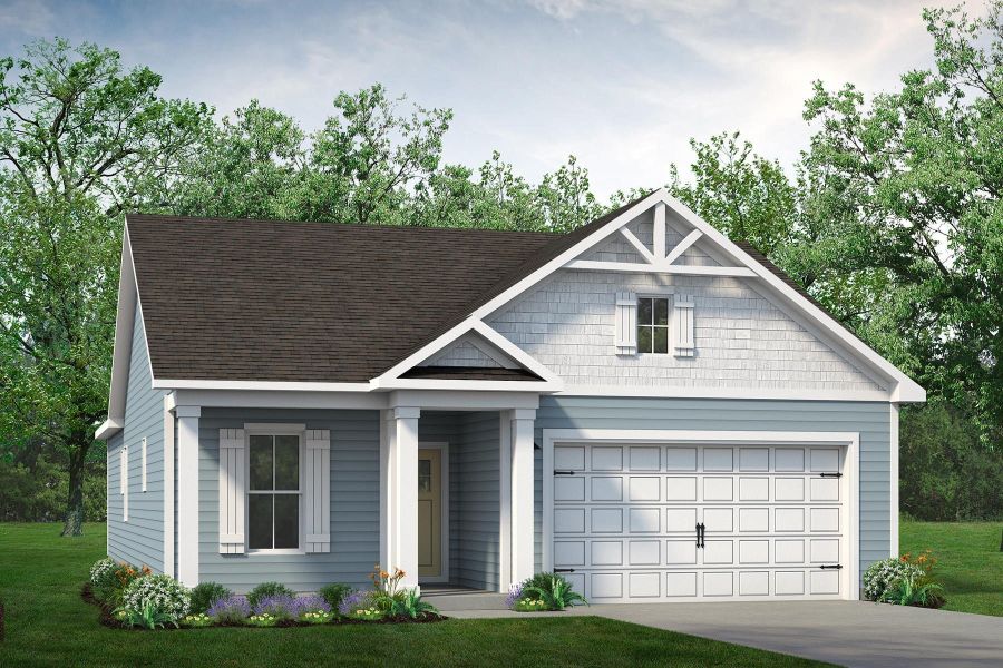 Representative exterior photo of a completed home built from the The Primrose by Chesapeake Homes in Coastal Club of the Carolinas, Calabash, NC (Image 1). Representative exterior photo of a completed home built from the The Primrose by Chesapeake Homes in Coastal Club of the Carolinas, Calabash, NC (Image 1).