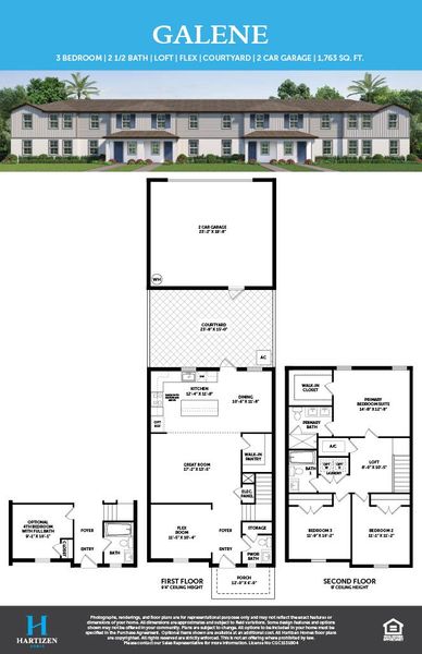 2D floor plan layout for the Galene by Hartizen Homes in Eden Crest, Apopka, FL (Image 5). 2D floor plan layout for the Galene by Hartizen Homes in Eden Crest, Apopka, FL (Image 5).