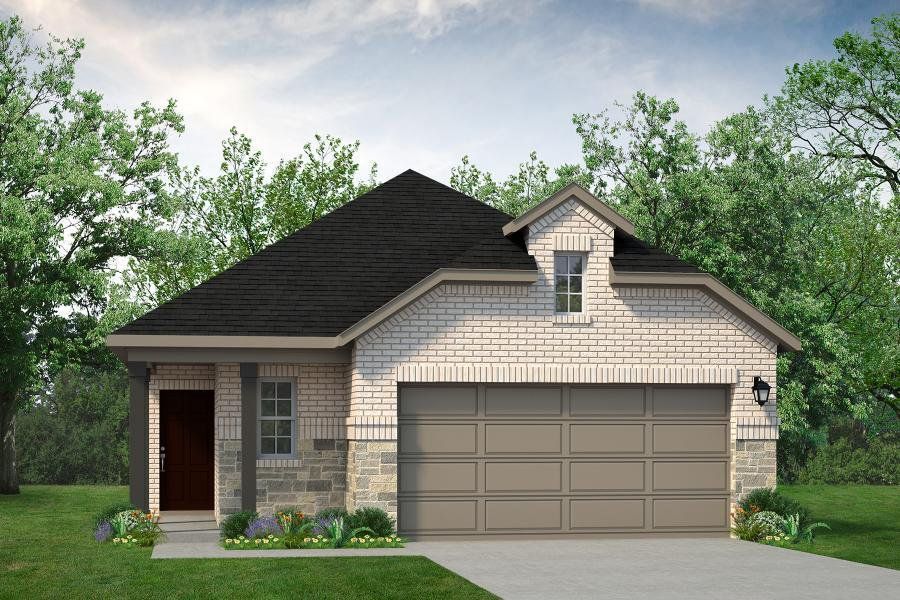 Front exterior of a new home in Reunion, Rhome, TX, highlighting curb appeal (Image 1). Front exterior of a new home in Reunion, Rhome, TX, highlighting curb appeal (Image 1).