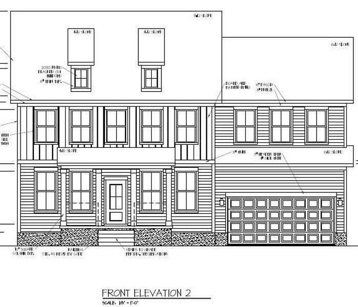 Elevation 2 rendering, includes the bonus room over garage)