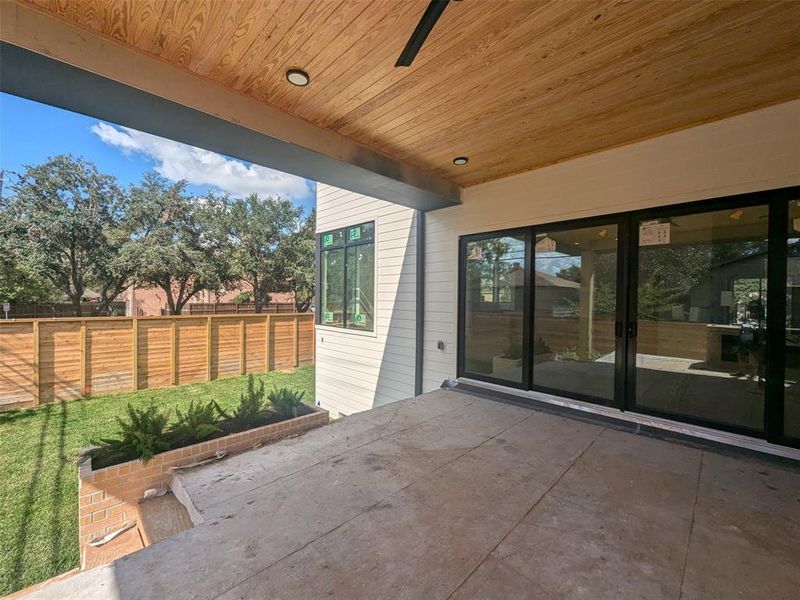 Beautiful natural wood porch ceiling.