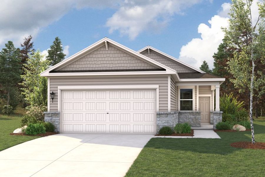 Representative exterior photo of a completed home built from the Cedar by Century Communities in Evelyn, Austin, TX (Image 1). Representative exterior photo of a completed home built from the Cedar by Century Communities in Evelyn, Austin, TX (Image 1).