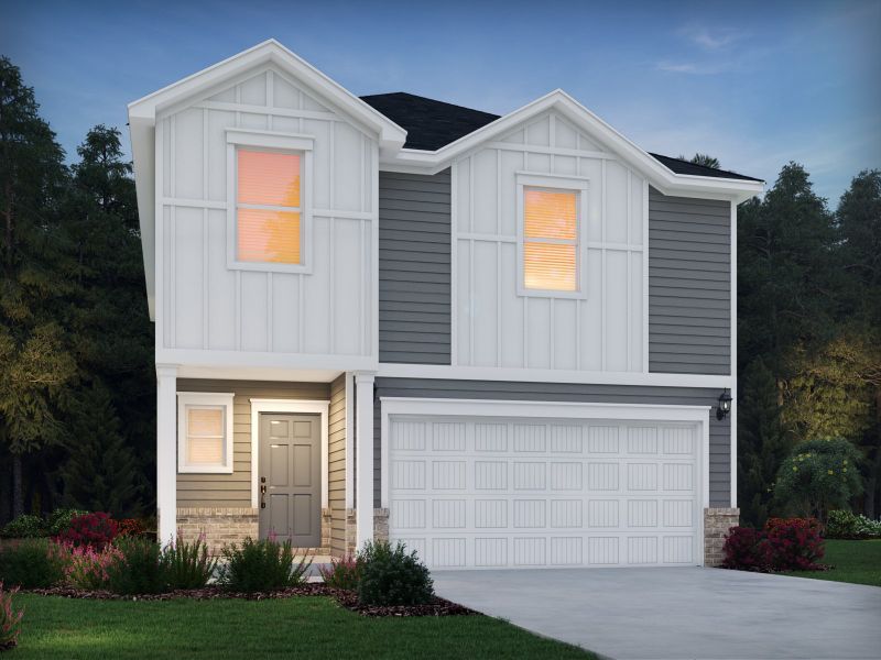 Representative exterior photo of a completed home built from the Lennon by Meritage Homes in Creek Ridge - Heritage Collection, Spartanburg, SC (Image 13). Representative exterior photo of a completed home built from the Lennon by Meritage Homes in Creek Ridge - Heritage Collection, Spartanburg, SC (Image 13).