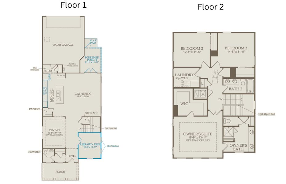 2D floor plan layout of this home in Saunders Farm, Willow Spring, NC (Image 3).