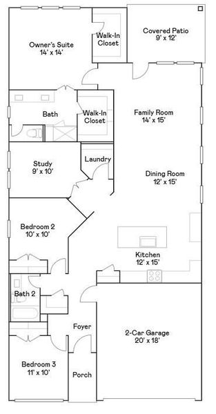 2D floor plan layout of this home in Anniston, Katy, TX (Image 3).