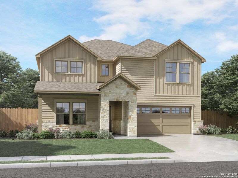 Front exterior of a new home in , San Antonio, TX, highlighting curb appeal (Image 1).