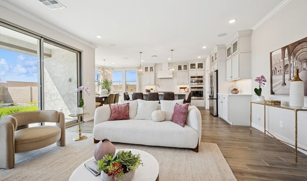 Great room with luxurious tile flooring