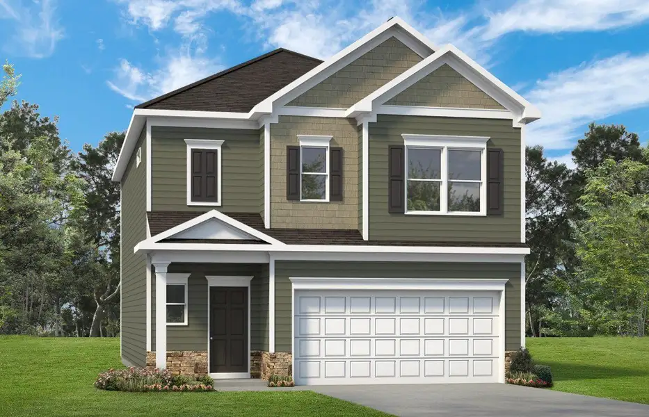 Front exterior of a new home in Jackson Hills, Clarksville, TN, highlighting curb appeal (Image 1). Front exterior of a new home in Jackson Hills, Clarksville, TN, highlighting curb appeal (Image 1).