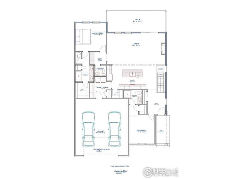 2D floor plan layout of this home in Cottages at Kelly Farm, Greeley, CO (Image 5).