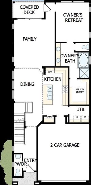 2D floor plan layout of this home in Revel Crossing at Wolf Ranch - The Panorama Collection, Colorado Springs, CO (Image 5).