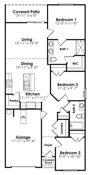 2D floor plan layout of this home in Rich Square at Brunswick Plantation, Ash, NC (Image 2). 2D floor plan layout of this home in Rich Square at Brunswick Plantation, Ash, NC (Image 2).