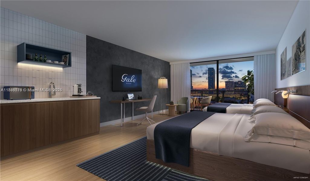 Furnished interior view inside a new home in Gale Hotel & Residences Miami (former Natiivo), Miami (Image 3).