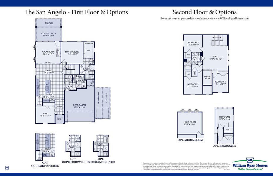 2D floor plan layout for the The San Angelo by William Ryan Homes in Creekside, Royse City, TX (Image 3).