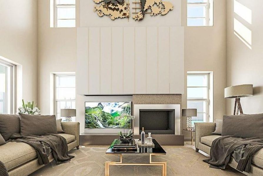 Living room with a high ceiling Living room with a high ceiling