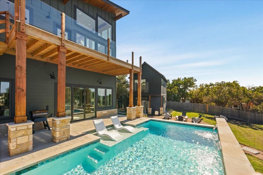 Back porches and pool view