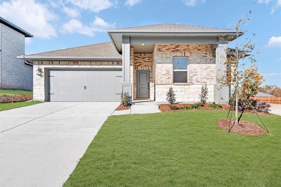 Front exterior of a new home in Aspire at Noble Ridge, Howe, TX, highlighting curb appeal (Image 1). Front exterior of a new home in Aspire at Noble Ridge, Howe, TX, highlighting curb appeal (Image 1).