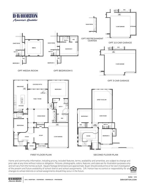2D floor plan layout for the Adrian by D.R. Horton in Alexander, Pearland, TX (Image 3).
