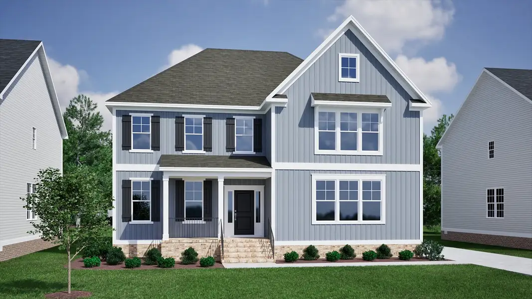 Representative exterior photo of a completed home built from the Webster II - Vanguard Collection by Mungo Homes in Sweetbrier, Durham, NC (Image 33).