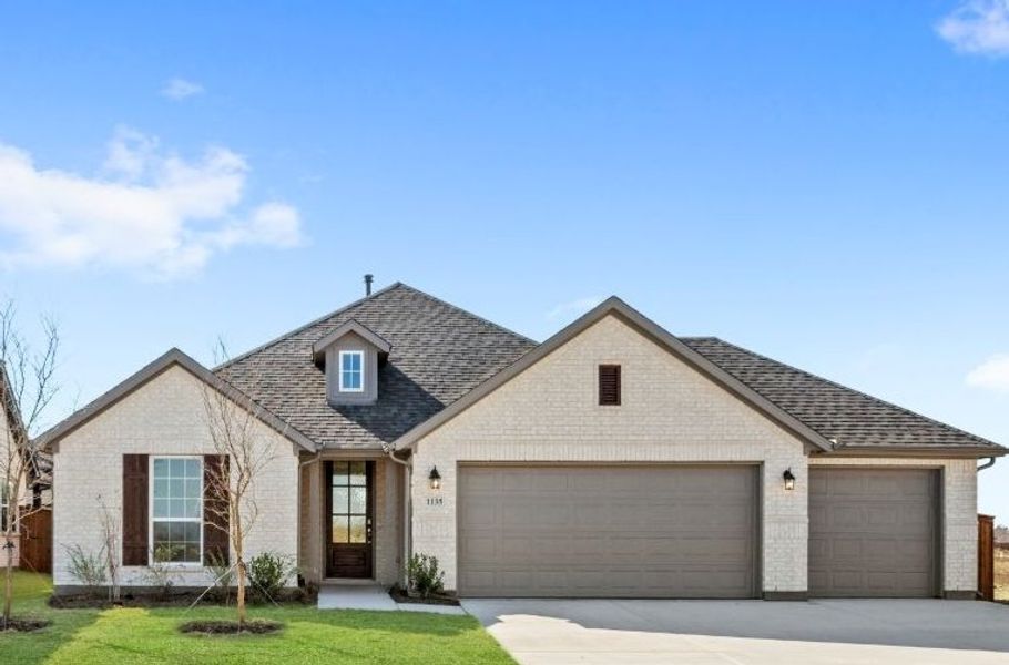 Representative exterior photo of a completed home built from the San Jacinto by UnionMain Homes in Legacy Hills, Celina, TX (Image 2). Representative exterior photo of a completed home built from the San Jacinto by UnionMain Homes in Legacy Hills, Celina, TX (Image 2).