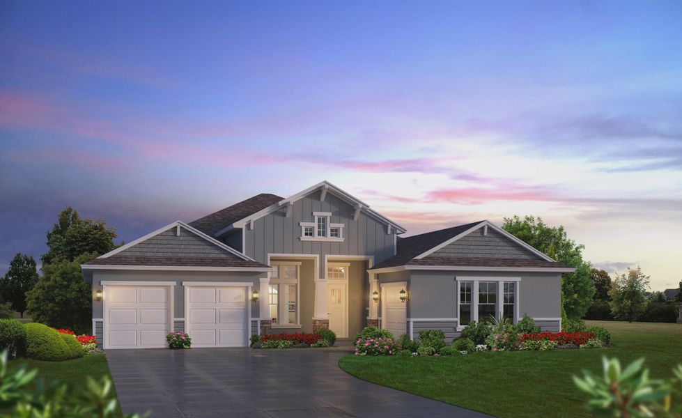 Representative exterior photo of a completed home built from the Cameron by ICI Homes in Mosaic, Daytona Beach, FL (Image 7).