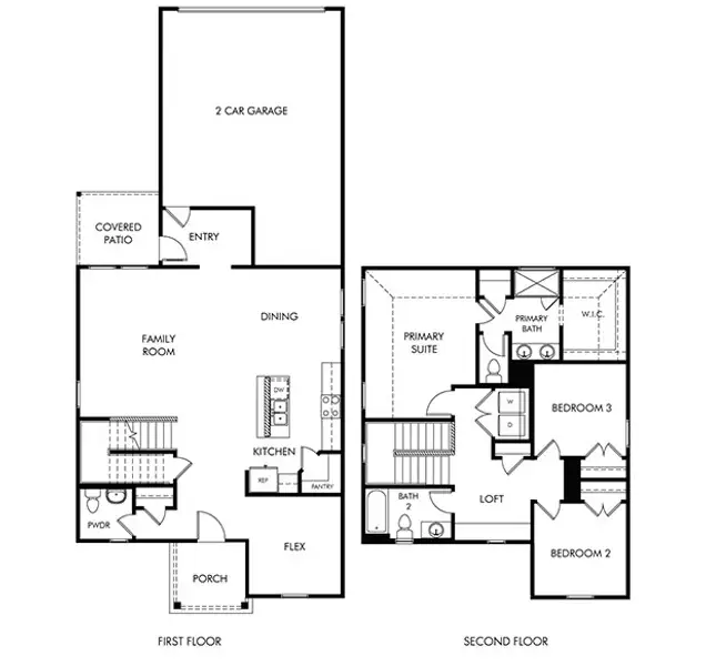 2D floor plan layout of this home in Trails at Cottonwood Creek, Rowlett, TX (Image 2). 2D floor plan layout of this home in Trails at Cottonwood Creek, Rowlett, TX (Image 2).