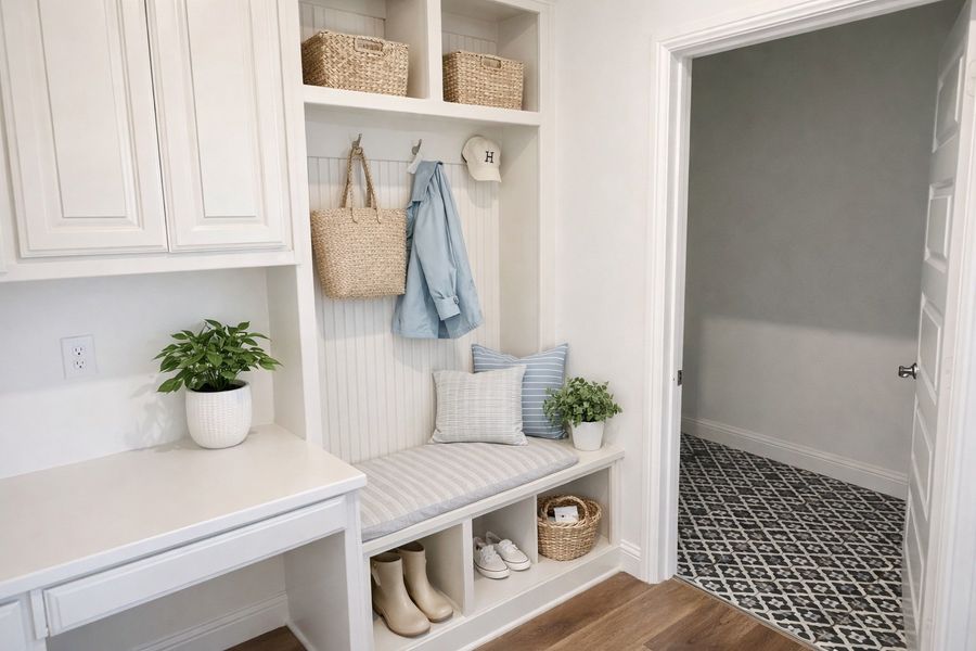 Virtually Staged Mudroom Bench & Laundry Room Virtually Staged Mudroom Bench & Laundry Room