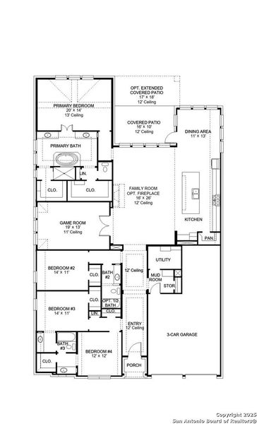 2D floor plan layout of this home in Windborne 100', Schertz, TX (Image 2).