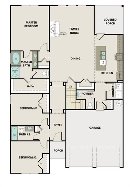 2D floor plan layout of this home in Waters Edge, Mansfield, GA (Image 4).