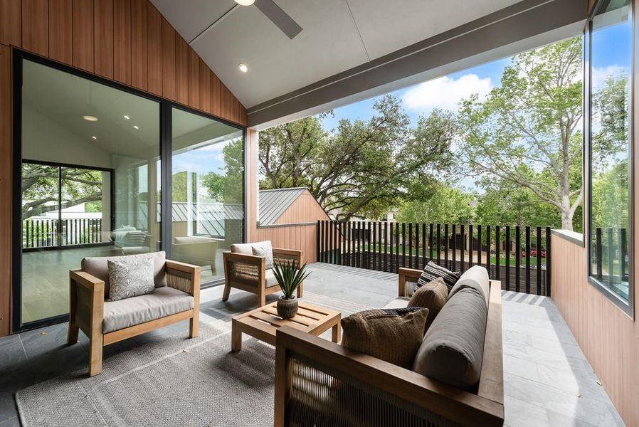 Seamless indoor-outdoor living creates an ideal setting for year-round enjoyment.