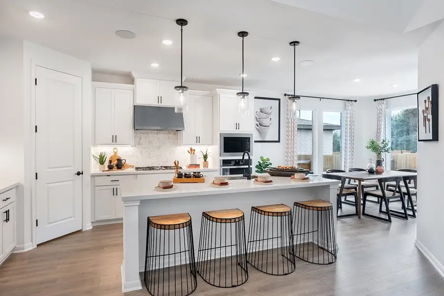 Representative furnished interior of a home built from the Saffron by Taylor Morrison in Travisso, Leander (Image 4). Representative furnished interior of a home built from the Saffron by Taylor Morrison in Travisso, Leander (Image 4).