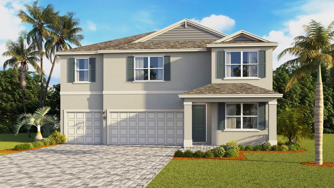 Representative exterior photo of a completed home built from the Torino by D.R. Horton in Harbor Lake Estates, Titusville, FL (Image 4). Representative exterior photo of a completed home built from the Torino by D.R. Horton in Harbor Lake Estates, Titusville, FL (Image 4).