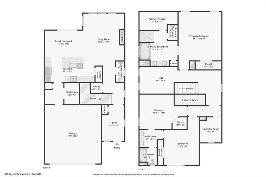 2D floor plan layout of this home in Palisades Single Family, Cumming, GA (Image 3).
