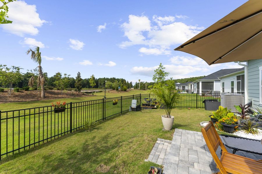 Exterior details and patio area of a home in Horizons at Carnes Crossroads | 55+, Summerville (Image 3).
