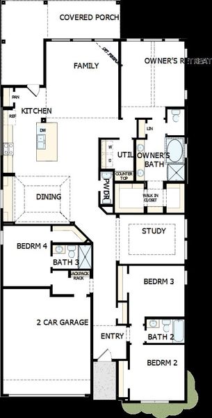 2D floor plan layout of this home in ARTAVIA 50' Homesites, Conroe, TX (Image 2).