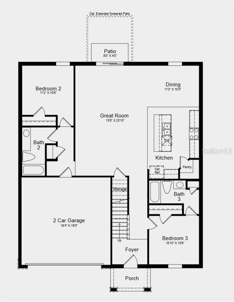 2D floor plan layout of this home in Westview, Kissimmee, FL (Image 3).