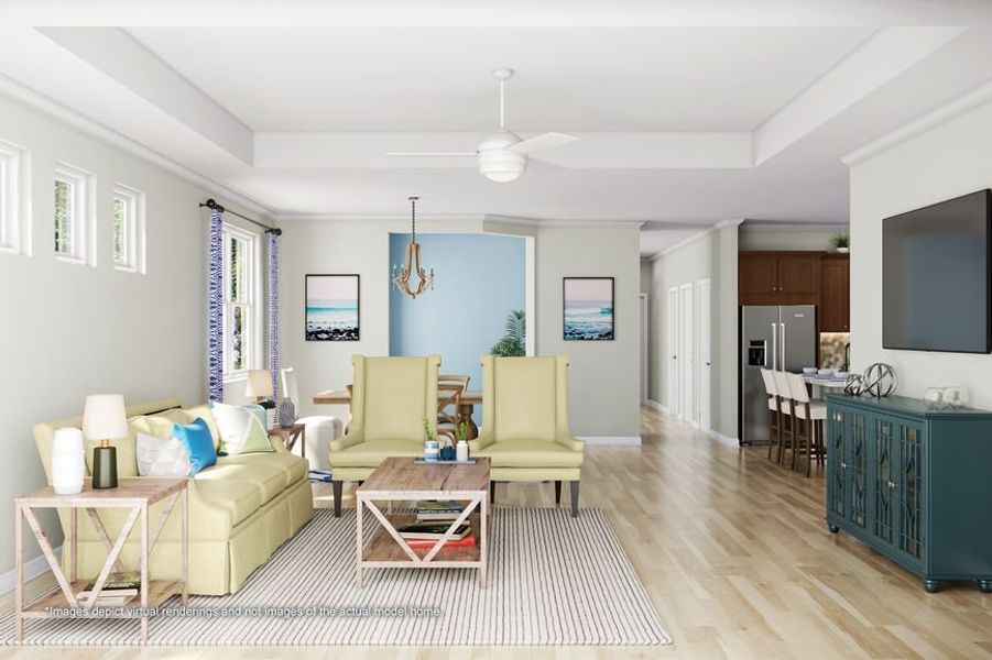 Representative furnished interior of a home built from the Lucia by Minto Communities in Latitude Margaritaville Watersound, Panama City Beach (Image 3).