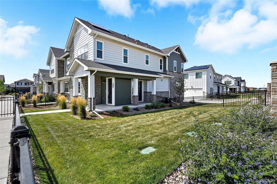 End Unit with private, fenced front & side yards