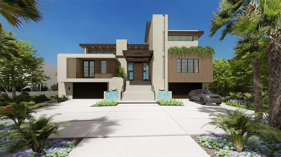 Front exterior of a new home in , Sarasota, FL, highlighting curb appeal (Image 1). Front exterior of a new home in , Sarasota, FL, highlighting curb appeal (Image 1).