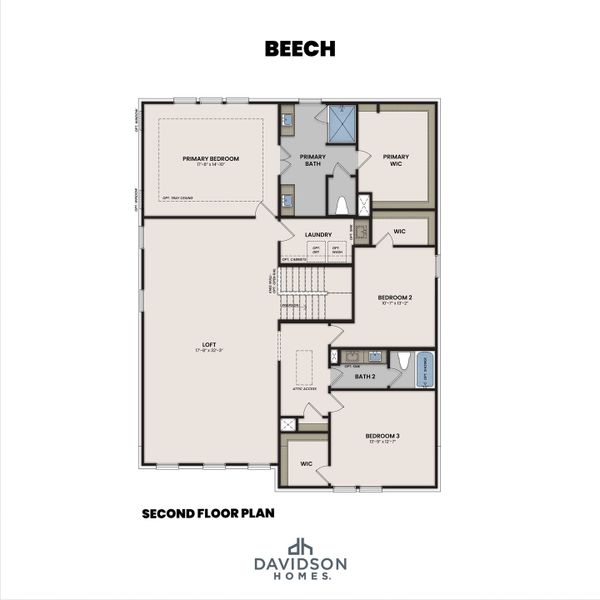 2D floor plan layout for the The Beech H-BF by Davidson Homes LLC in Bradshaw Farms, Mount Juliet, TN (Image 3).