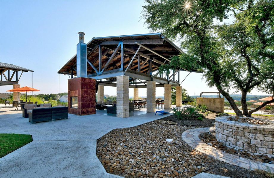 Headwaters residents also enjoy fabulous outdoor gathering spaces with this breathtaking pavilion plus several grill stations.