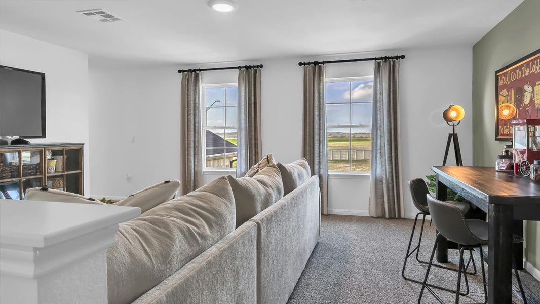 Furnished interior view inside a new home in Trails at Wildhorse, Austin (Image 11). Furnished interior view inside a new home in Trails at Wildhorse, Austin (Image 11).