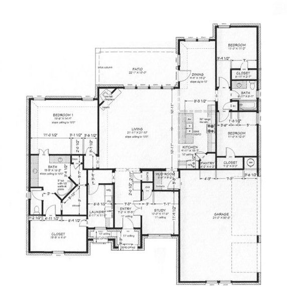 2D floor plan layout for the 2591 by Robbie Hale Homes in High Meadows Estates, Nevada, TX (Image 5).