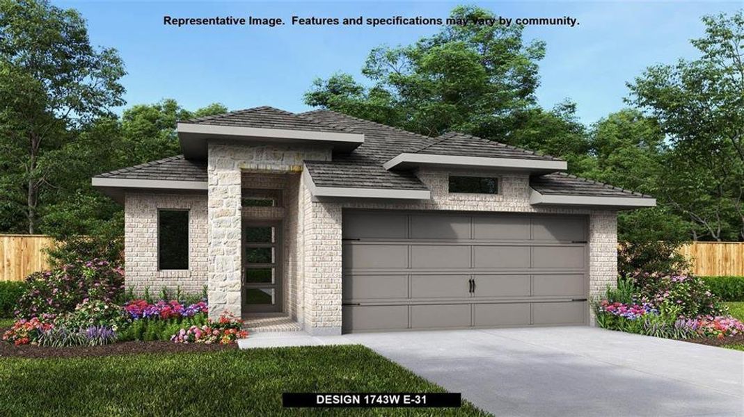 Prairie-style house featuring a garage