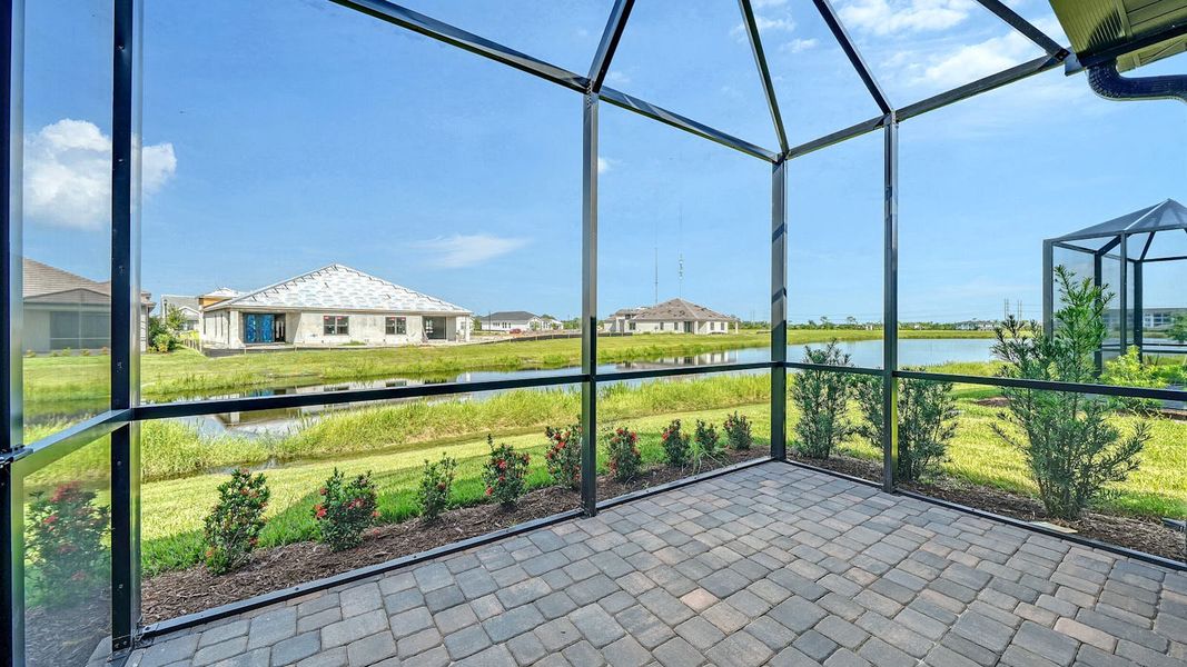 Exterior details and patio area of a home in Vistera of Venice Real Estate and Homes for Sale in Venice, FL - Neal Communities, Nokomis (Image 21).
