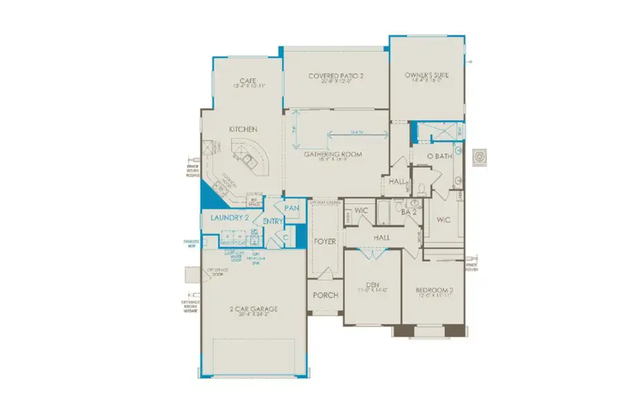 2D floor plan layout of this home in Del Webb at Rocking K, Tucson, AZ (Image 3).