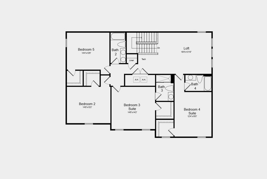 2D floor plan layout for the Waikiki by Taylor Morrison in Hillcrest, San Antonio, FL (Image 4).